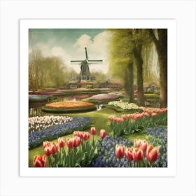 Keukenhof Gardens Netherlands Vintage Botanical (6) 1 Art Print