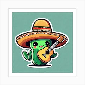 Cactus With Guitar 6 Art Print