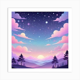 Sky With Twinkling Stars In Pastel Colors Square Composition 7 Art Print