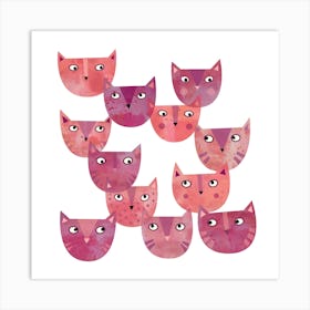 Pink Cats Art Print