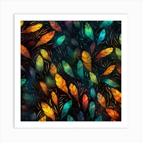 Colorful Feathers Wallpaper Art Print