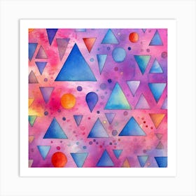 Watercolor Triangles 1 Art Print