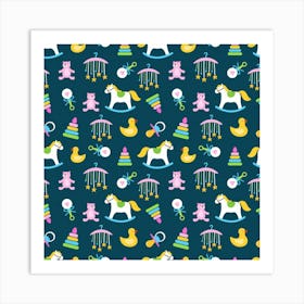 Cute Babies Toys Seamless Pattern Art Print