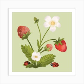 Woodland strawberry branch Art Print