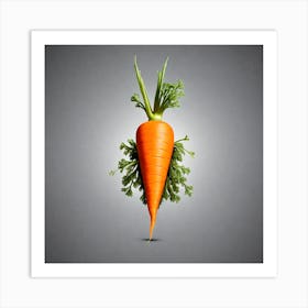 Carrot On A Gray Background 1 Art Print