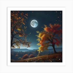 Moon And Trees Art Print