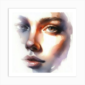 Watercolor Of A Woman'S Face 16 Art Print