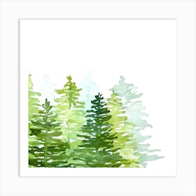 Watercolor Pine Trees Art Print