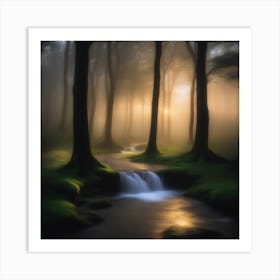 Stream In The Forest Art Print