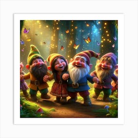 Gnomes In The Forest Art Print