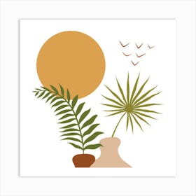 Palms And Birds Art Print