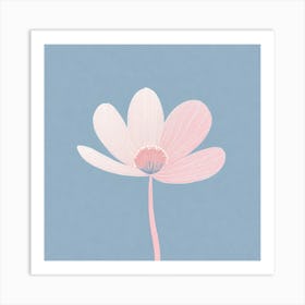 A White And Pink Flower In Minimalist Style Square Composition 727 Art Print