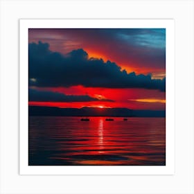 Sunset On The Lake 4 Art Print