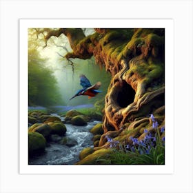 Kingfisher In The Forest 11 Art Print