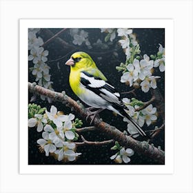 Ohara Koson Inspired Bird Painting American Goldfinch 2 Square Art Print