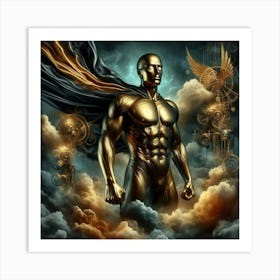 Golden Man In The Sky Art Print