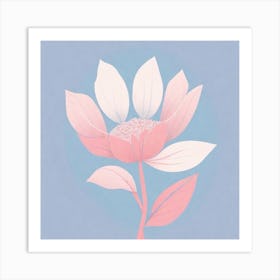 A White And Pink Flower In Minimalist Style Square Composition 691 Art Print