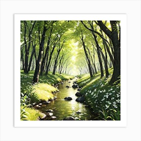 Stream In The Forest Art Print