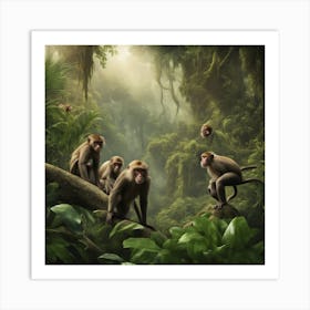 Monkeys In The Jungle 2 Art Print