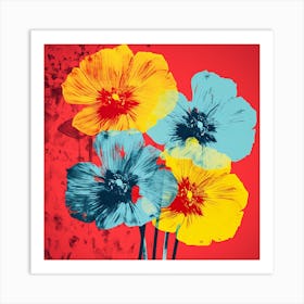 Andy Warhol Style Pop Art Flowers Veronica Flower 3 Square Art Print