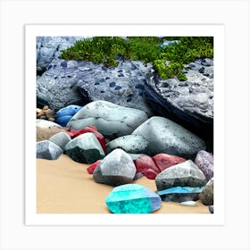 Rocks On The Beach Art Print