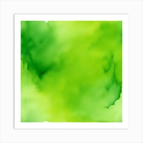 Beautiful chartreuse lime abstract background. Drawn, hand-painted aquarelle. Wet watercolor pattern. Artistic background with copy space for design. Vivid web banner. Liquid, flow, fluid effect. Art Print