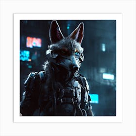 Cyberpunk dog Art Print