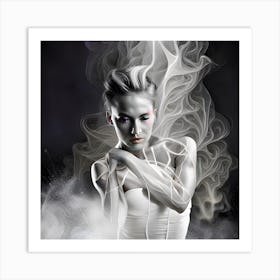 Woman In White Smoke Art Print