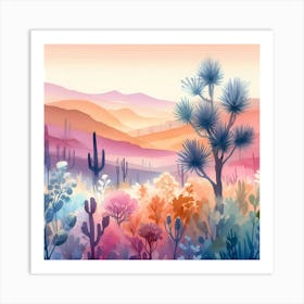 Watercolor Desert Landscape 7 Art Print