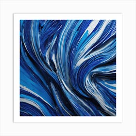 Abstract Blue And White Painting Art Print