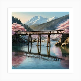 Sakura Bridge Art Print