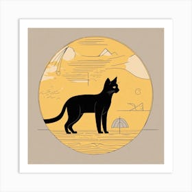 Cat On The Beach Art Print