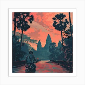 Sunset In Angkor 1 Art Print