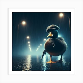 Duck In The Rain Art Print
