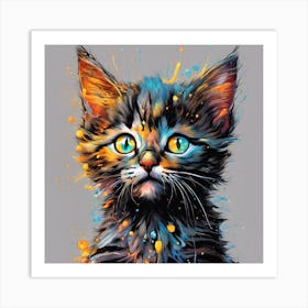 Colorful Kitten Painting 1 Art Print