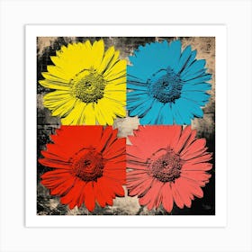 Andy Warhol Style Pop Art Flowers Everlasting Flower 3 Square Art Print