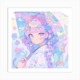 Anime Girl With Umbrella Art Print