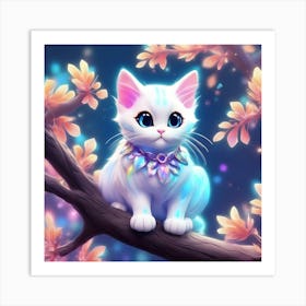 Cute White Cat 2 Art Print