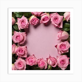 Pink Roses On A Pink Background Art Print