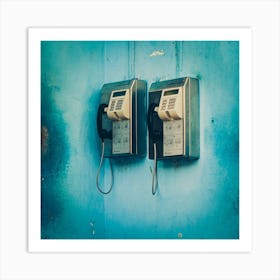 Public Telephones Cuba Square Art Print