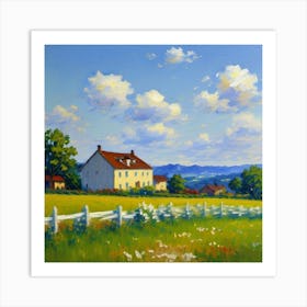 Scenic Harmony Buildings and Fences in Unity Farm In The Countryside Art Print