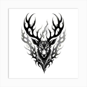 Deer Head Tattoo Art Print