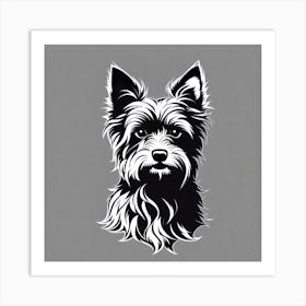 Yorkshire Terrier,  Black and white illustration, Dog drawing, Dog art, Animal illustration, Pet portrait, Realistic dog drawing, puppy Art Print