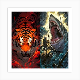 Tiger And Shark Art Print