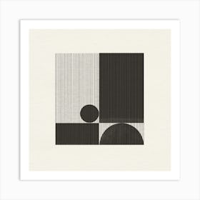 Geometric Minimalistic Simple Design Beige and Black Art Print
