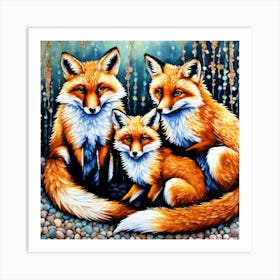 Leash of foxes Art Print