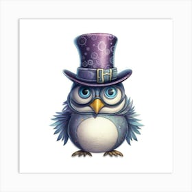 Owl In Top Hat Póster