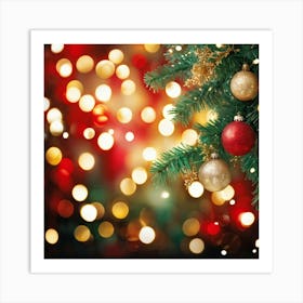 A Festive Greeting Card Photo Design Featuring A Sparkling Gold Framed Tree Branch Captured In Vivi (3) Art Print