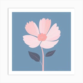 A White And Pink Flower In Minimalist Style Square Composition 648 Art Print