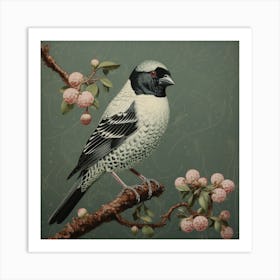 Ohara Koson Inspired Bird Painting Finch 1 Square Art Print